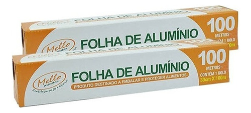 100mts Rolo De Papel Alumínio 30cm X 100m - 2unidades