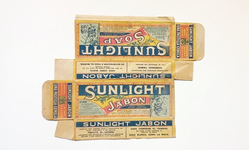 Antiguo Envase De Jabón Sunlight Caja Cartón 