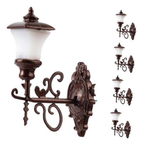 5pcs 1/87 Ho Escala Modelo Farola Luces De Pared Bronce