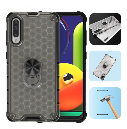 Funda Para Galaxy A50 Con Mica Varios Modelos Antigolpes Gris Honey Ring