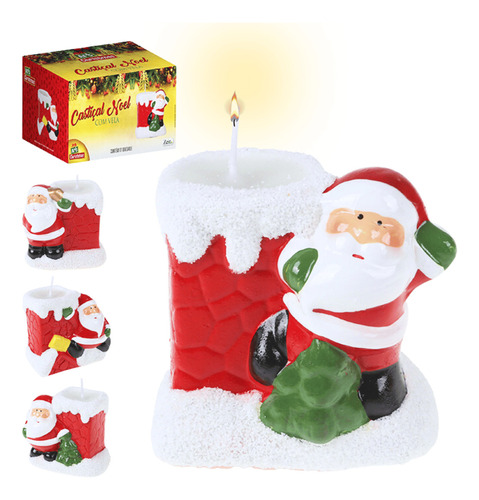 Castiçal Ceramica Com Vela Noel Enfeite Natalino Decoração Cor Verde Árvore