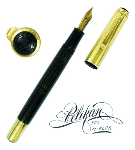 Pluma Fuente Pelikan 500 Punto De Oro 14k Flexible