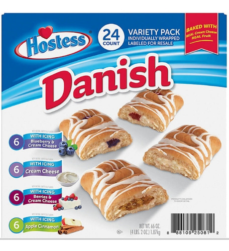 24 Pack Pan Danes Hostess Variedad Sabores Importado