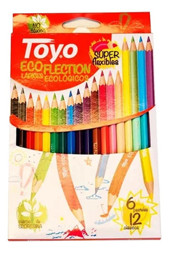 Lapices De Colores Toyo Flexibles X18 - 12 + 6 Pastel 3 Caja