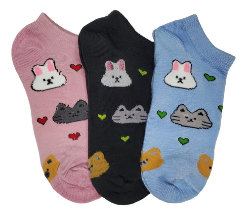 Calcetin Tin Caritas Animalitos Algodón 23-26 Cm 6 Pares