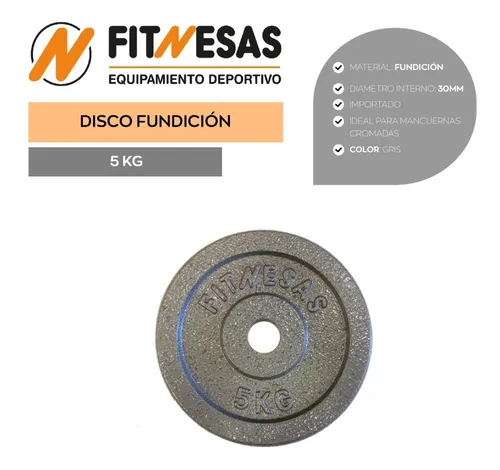 Disco Fundicion 5 Kg Pesas 30 Mm Hierro Fundido Importado