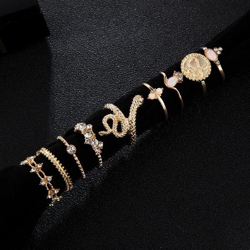 Set De Anillos Diseño Serpiente 9 Piezas 2 Modelos A Elegir
