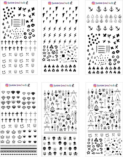 Stickers Tatto Tatuajes Uñas Moda Para Hombre 6 Planillas