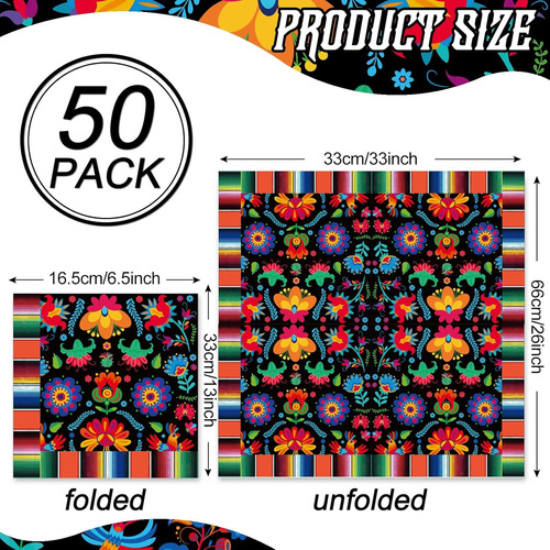 Decorativas Servilletas Mexicanas Diseño De Flores Multicolo