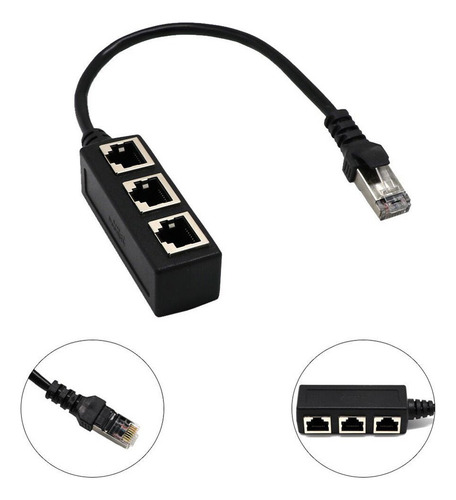 . Divisor De Red Lan Ethernet Hembra Rj45 1 A 3 Adaptador