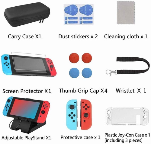 Para Nintendo Switch 16-en-1 Kit De Accesorios Y Estuche.