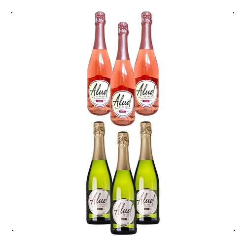 Espumante Espanhol Alud 750 Ml Kit Misto Rose E Brut 6 Uniespumante espanhol Alud 750 ml