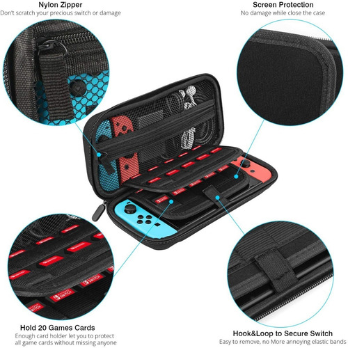 Imagen 2 de 7 de Forro Estuche Protector Nintendo Swich Con Accesorios
