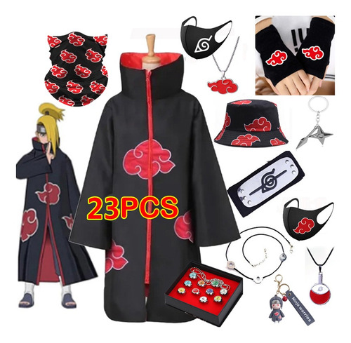 Capa Manto Akatsuki Naruto Cosplay Fantasia Itachi - 23 Piez