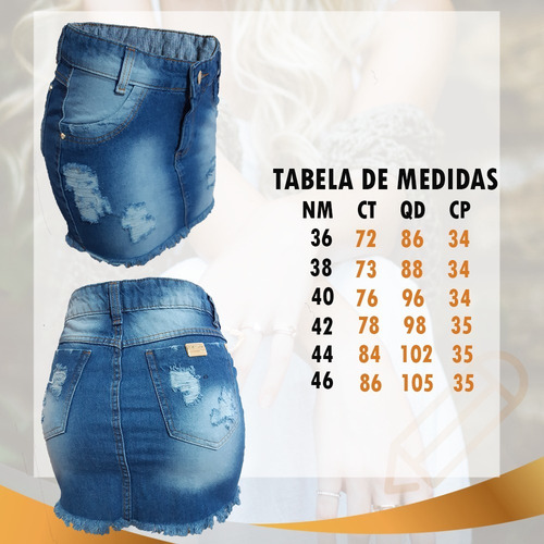 Imagem 3 de 5 de Conjunto Short+saia Feminina 100% Jeans