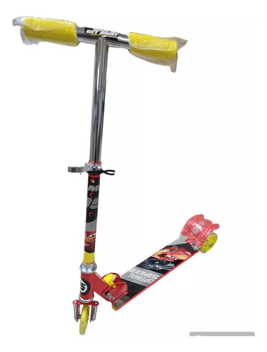 Scooter Infantil 3 Ruedas Luz Led Plegable Diseño Cars Color Rojo