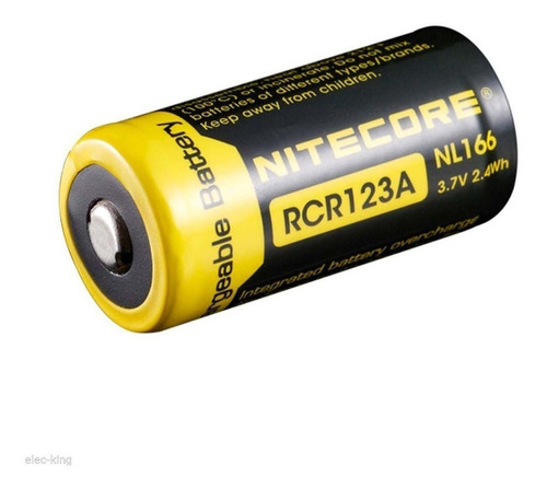 Bateria 16340 Nitecore Nl166 Rcr123a 650mah Protegida