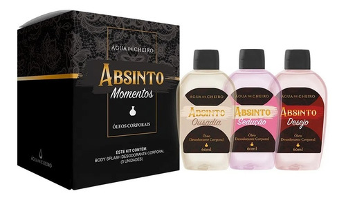 Kit Absinto Momentos (óleo Corporal Ousadia,sedução,desejo 60ml Cada) Água De Cheiro Feminino 