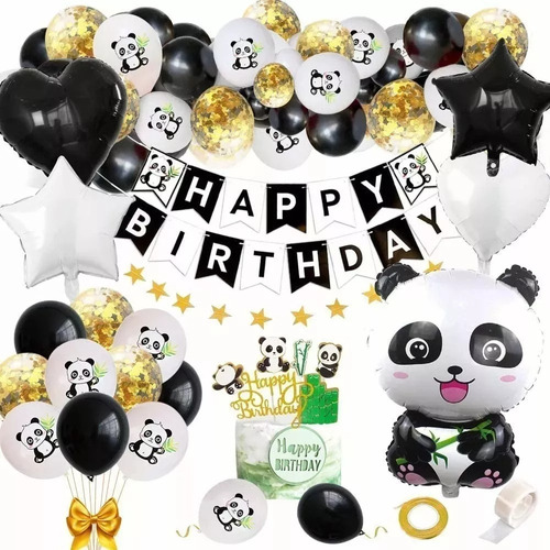 Globos Feliz Cumpleaños Panda Decoracion Para Fiesta Niño 