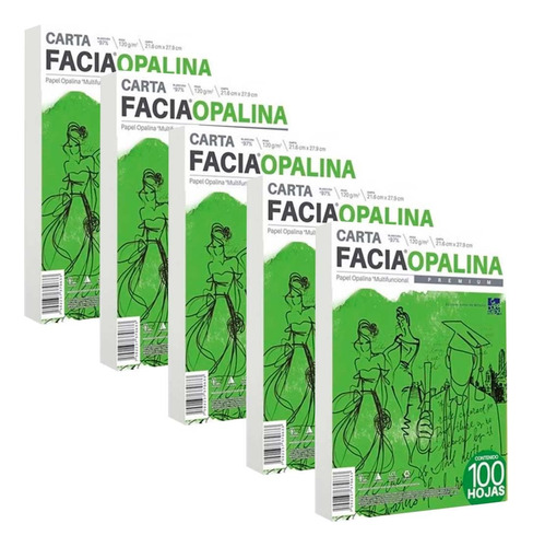 Kit 5 Papel Opalina Copamex 120 Grs. Paq. 100 Hojas Cada Uno Color Blanco