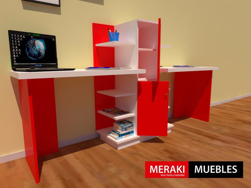 Escritorio Juvenil Doble Biblioteca Organizador Moderno