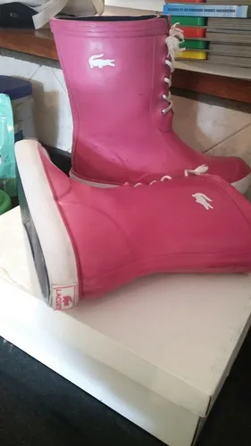 Botas Lluvia Lacoste Mujer Rosas Impecables De Verdad Cuotas