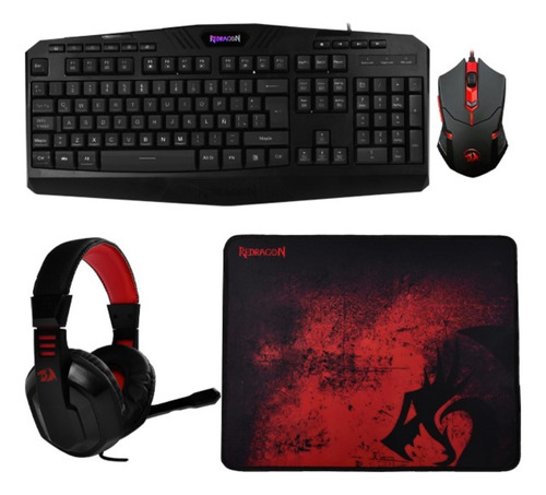 Kit Teclado Gaming Redragon Essentials Mouse+headset+mousepa