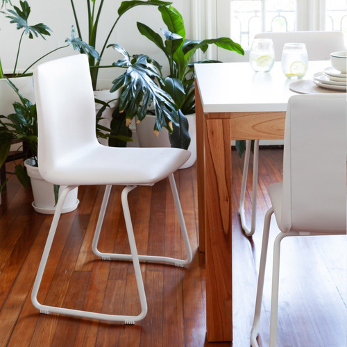 Imagen 2 de 7 de Silla De Comedor Tapizada Diseño Quina Base Blanca | Contado
