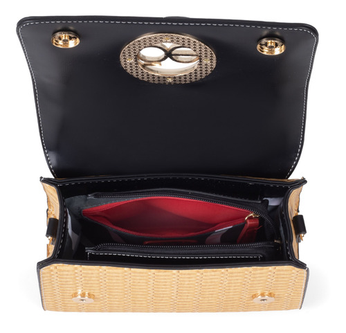Bolsa Briefcase Para Mujer Cloe Look Tejido Color Negro