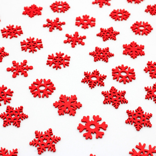Adornos De Navidad- Nieve Madera Roja Navideño - 50 Piezas