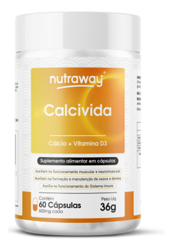 Calcivida 600mg Nutraway 60 Cápsulas