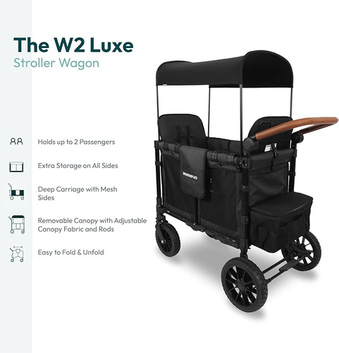 Coche Doble Con 2 Asientos Cara A Cara W2lux-blk Wonderfold