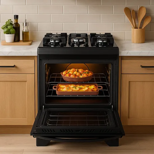 Fogão De Piso 5 Bocas Dako Supreme Glass Titanium com Timer Touch