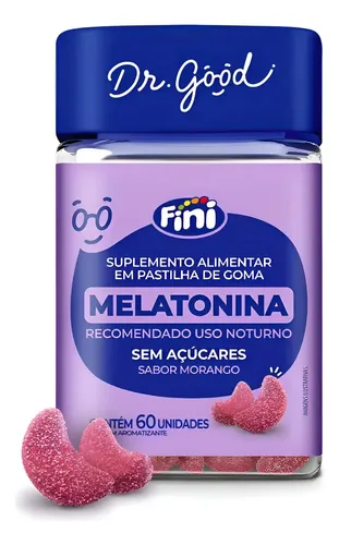 Melatonina Em Gummys Sabor Morango Fini Dr.good 0.21mg C/60 Morango