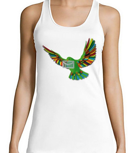 Musculosa Paloma Dove Carta Letter Verde Green