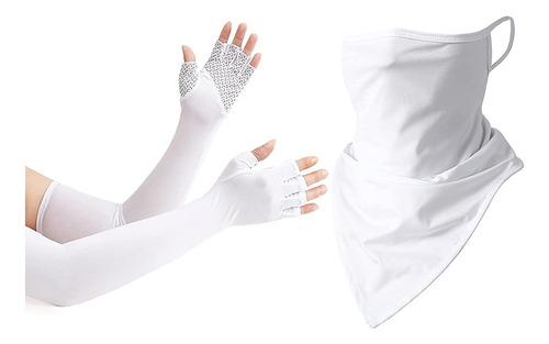 Guantes De Cinco Dedos Y Máscara Solar Uv Ice Silk