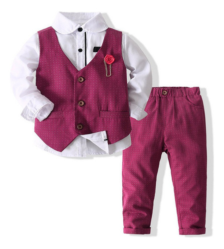 Traje De Vestir Formal Para Niños 3pcs Estilo Coreano