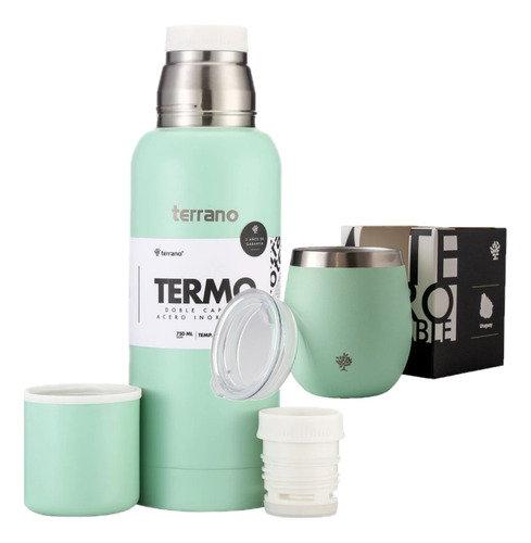 Set Terrano 3/4 Verde | Mate | Termo | Tapón Extra De Regalo