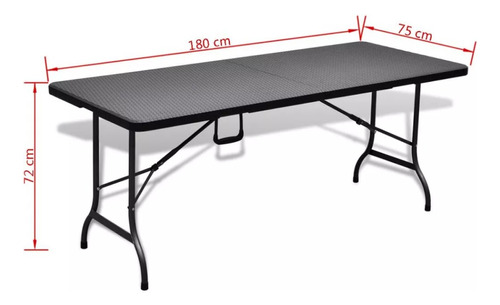 Mesa Negra Plegable Tipo Maletin 180cm. Basic Living