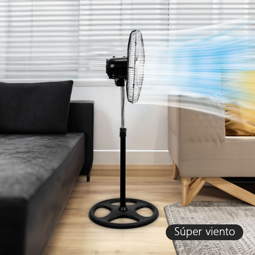 Ventilador Grande Pedestal 3 Velocidades Metalico Resistente 1.27 M 60hz Negro Azul / Gris Metal 3