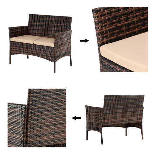 Último Set De 4 Sofa Mesa Para Jardín Tipo Rattan (Usado)