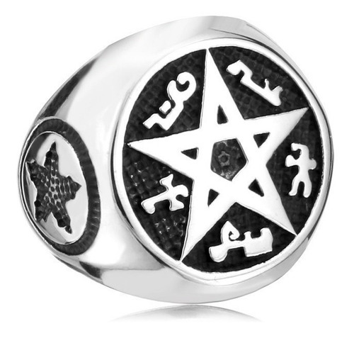 Anillo Pentaculo Pentagrama Amuleto Acero Inoxidable Hombre