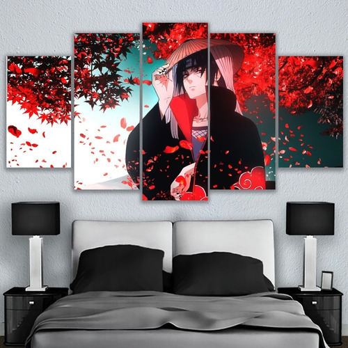 5 Cuadros Canvas Itachi Uchiha Akatsuki Naruto Arte 150x80cm
