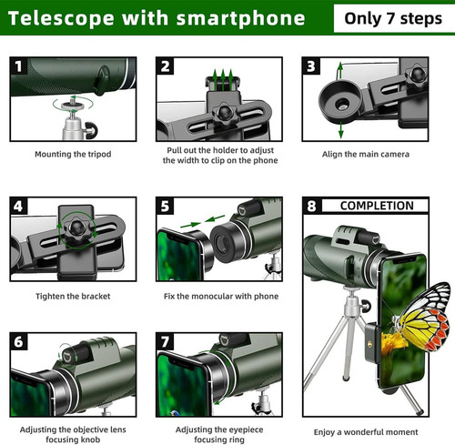 Telescopio Monocular Hd De Alta Potencia De 50 X 60, Prismát