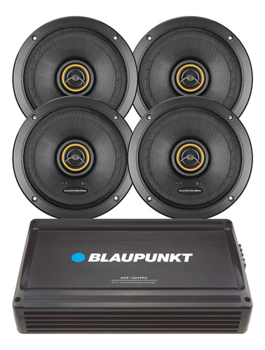 Amplificador Audiobahn Ae4000x 2400w+4 Bocinas Audiobahn 6.5 Color Negro