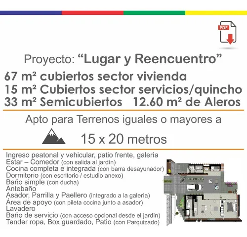 Plano De Casa Moderna Rústica Medidas Diseño Color 82m2
