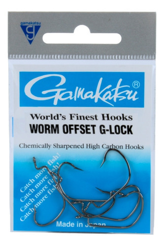 Anzol Worm Off Set G-lock Black N° 2 - Gamakatsu