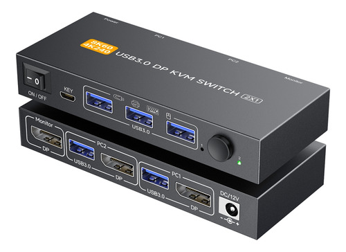 Monitores Dp Kvm 1 2 Computadores 8k @60hz