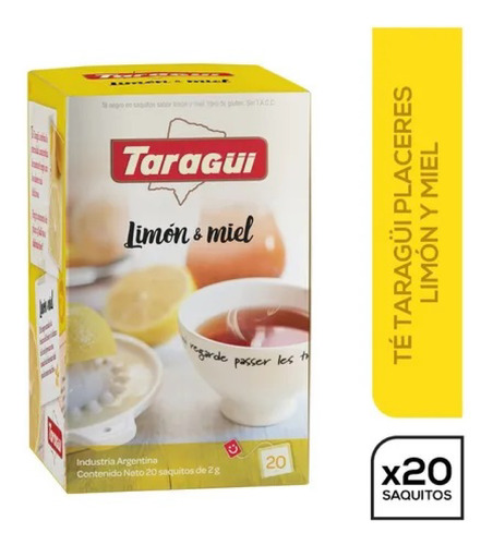 Té Taragüi Placeres Limón Y Miel 20 Sobres De 2 Gramos