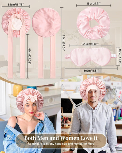 3pzs Gorro De Seda Para Dormir Y Máscara De Ojo Para Mujer